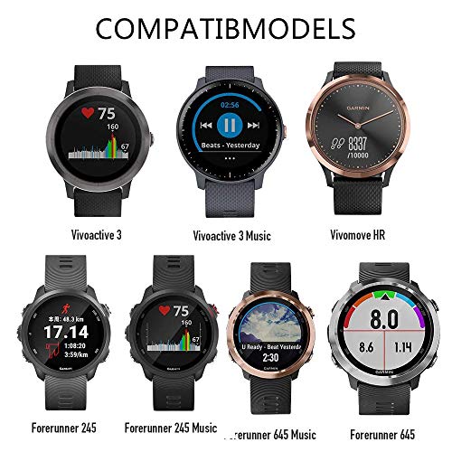 ISABAKE Correa de Reloj para Garmin Vivoactive 3 Vivomove HR Forerunner 245 645 Music Galaxy Active 2, Correa de Repuesto de Silicona Suave para Accesorios Garmin Watche