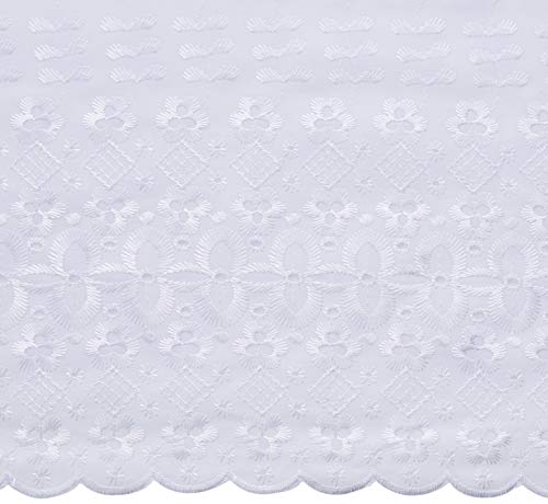 Isabella Alicia Anglaise Scallop Edge - Tela de Doble Borde (137 cm de Ancho), Color Blanco