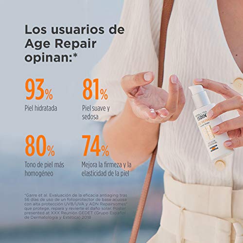 ISDIN - FotoUltra Age Repair Fusion Water SPF 50 - Protector solar facial de fase acuosa, triple acción anti-fotoenvejecimiento, 50 ml