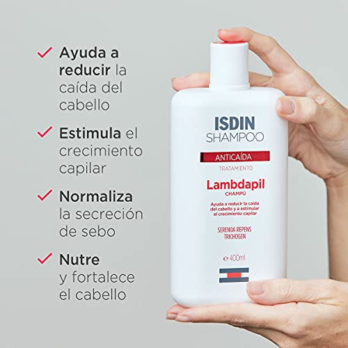 Isdin Lambdapil Champú Anticaída, Ayuda a Reducir la Caída del Cabello y Estimula el Crecimiento Capilar 1 x 400ml