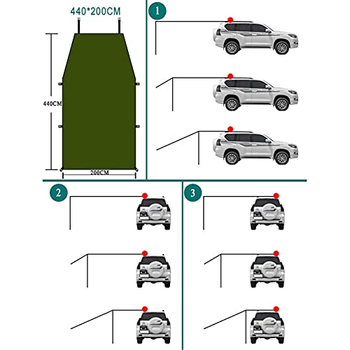 Ishine Toldo de coche,Kit de toldo para conducción,Tienda de campaña portátil,Toldo impermeable para techo de automóvil,Refugio solar,Tienda de remolque,Tiendas de techo para vehículos