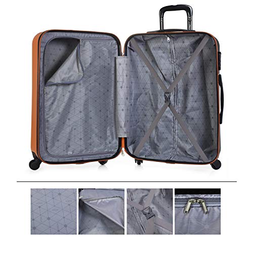 ITACA - Maleta de Viaje Rígida 4 Ruedas Trolley 65 cm Mediana de ABS. Práctica Cómoda y Ligera. Calidad Marca y Confianza. Estudiantes y Profesionales. 71160, Color Coral-Antracita