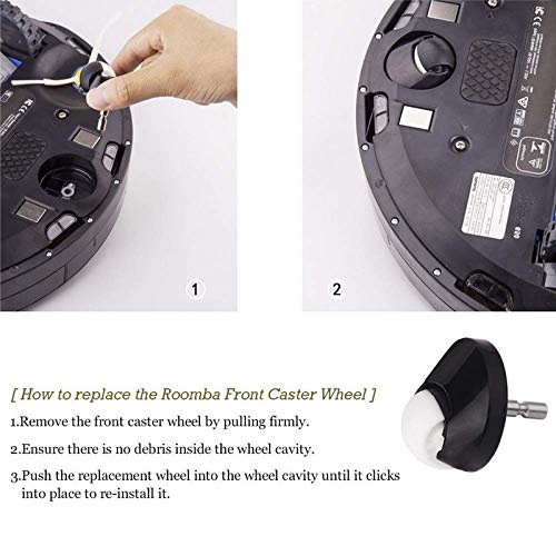 Italdos 2X Rueda Delantera para iRobot Roomba Serie 500 600 700 800 900 Ruedecilla Giratoria + 2 Pinceles