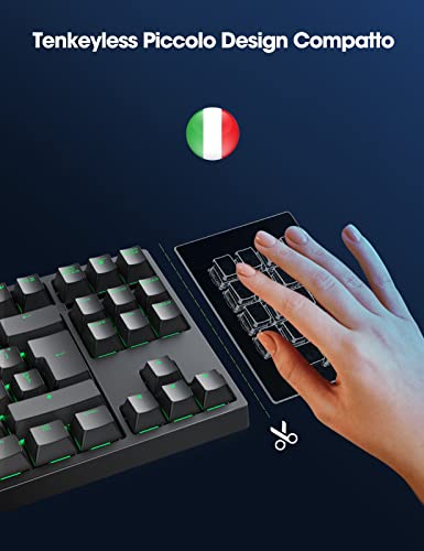 Italiano Teclado Gaming Mecánico, Interruptor Bleu, Retroiluminación Rgb Dinámica, Hiwings 100% Anti-Ghosting Teclado Mecánico para PC/Windows / PS4 PS5 Gamer