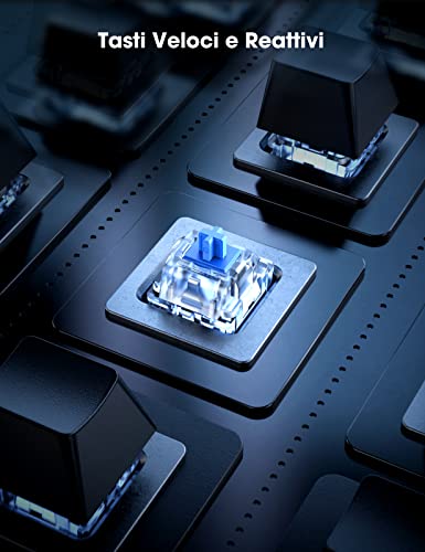Italiano Teclado Gaming Mecánico, Interruptor Bleu, Retroiluminación Rgb Dinámica, Hiwings 100% Anti-Ghosting Teclado Mecánico para PC/Windows / PS4 PS5 Gamer