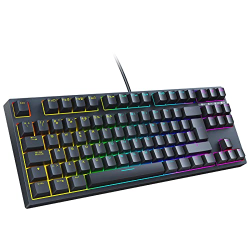 Italiano Teclado Gaming Mecánico, Interruptor Bleu, Retroiluminación Rgb Dinámica, Hiwings 100% Anti-Ghosting Teclado Mecánico para PC/Windows / PS4 PS5 Gamer