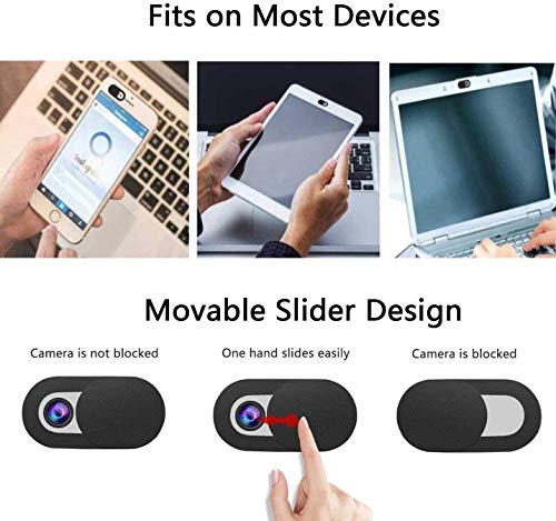 ivoler [6 Unidades] Cubierta Webcam, Webcam Cover Slider Diseño Ultra Fino Camera Cover Tapa Webcam para Todo Tipo de Ordenadores Portátiles, Tabletas y Móviles Inteligentes - (Negro)