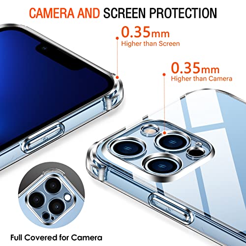 ivoler Funda Compatible con iPhone 13 Pro con Protección de La Cámara y 3 Piezas Cristal Templado, Carcasa Protectora Anti-Choque Transparente, Suave TPU Silicona Caso Delgada Anti-arañazos Case