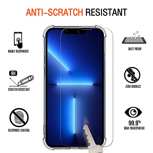 ivoler Funda Compatible con iPhone 13 Pro con Protección de La Cámara y 3 Piezas Cristal Templado, Carcasa Protectora Anti-Choque Transparente, Suave TPU Silicona Caso Delgada Anti-arañazos Case