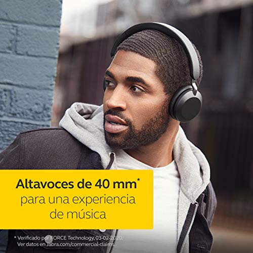 Jabra Elite 45h – Auriculares inalámbricos On-Ear compactos y Plegables – hasta 50 Horas de batería – tecnología de Llamadas a Dos micrófonos – Color Negro Titanio, Ajustable