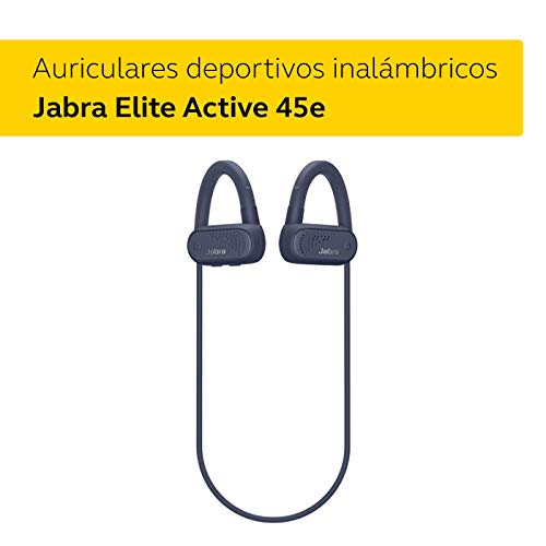 Jabra Elite Active 45e, Auriculares Deportivos Bluetooth con Protección Impermeable para Llamadas Inalámbricas y Música, Azul Marino