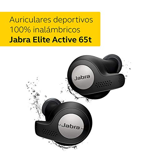 Jabra Elite Active 65t, Auriculares Deportivos Bluetooth con Cancelación Pasiva de Ruido y Sensor de Movimiento, Auténticas Llamadas Inalámbricas y Música, Negro Titanio