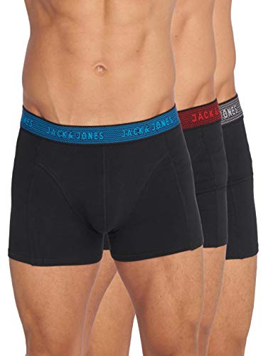 JACK & JONES JACWAISTBAND TRUNKS 3 PACK NOOS Bóxer, Gris (Asphalt Detail:hawaian Ocean & Fiery Red), Medium (Pack de 3) para Hombre