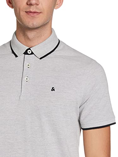 Jack & Jones Jjepaulos Polo SS Noos, Gris (Light Grey Melange Detail: Slim Fit-Melange), Large para Hombre