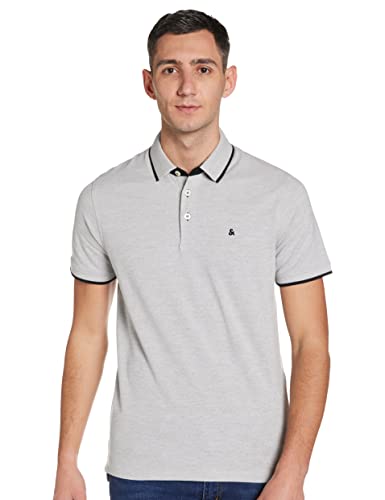 Jack & Jones Jjepaulos Polo SS Noos, Gris (Light Grey Melange Detail: Slim Fit-Melange), Large para Hombre