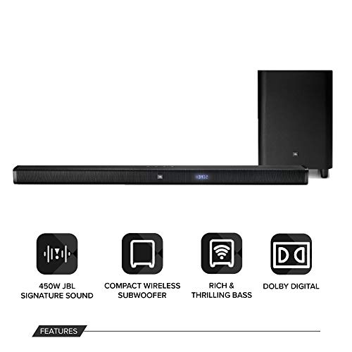 JBL BAR 3.1 Surround, Barra de Sonido 3.1 Ultra HD 4k con Subwoofer inalámbrico para tv y pc, una experiencia de inmersión de sonido, color negro