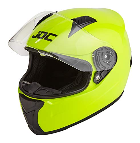 JDC Casco Integral Para Motocicleta Cascosintegrales - PRISM - Amarillo Fluorescente - L