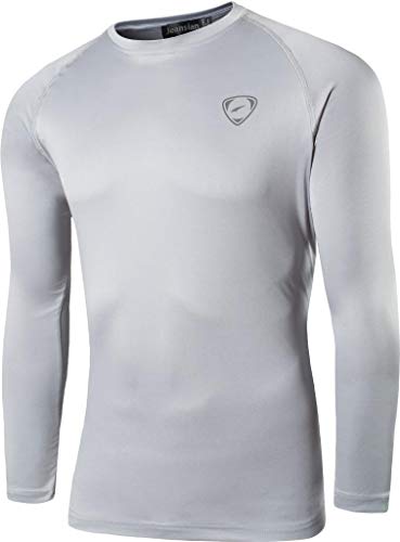 jeansian Hombre Deporte Proteccion Solar UPF 50+ UV Camiseta Men Sport T-Shirt LA245 Gray M