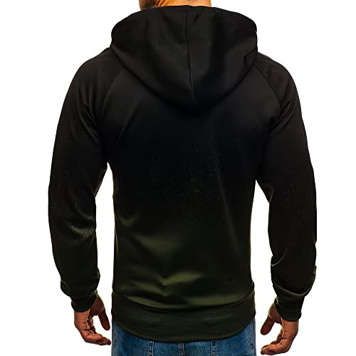 JELLYB Deportiva Chaqueta Hombre Primavera Otoño Juvenil Tendencia Rayas Empalme/Coincidencia Color Hombre Transición Chaqueta Ajustado Cardigan Irregular Dobladillo Sudadera Capucha AS-Green M