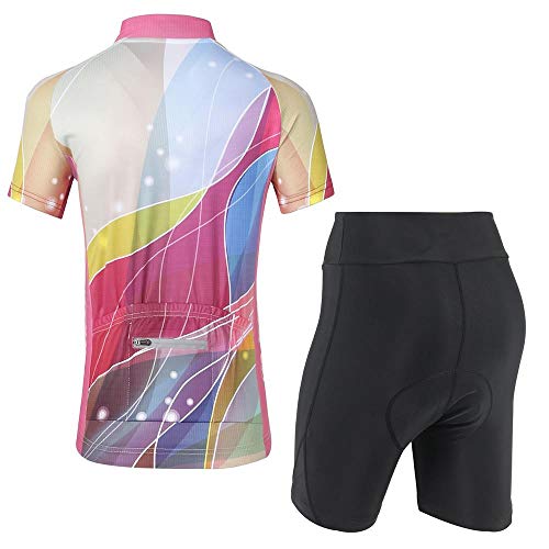 Jersey de ciclismo de verano para mujer y pantalones cortos de equitación acolchados de manga corta ropa de ciclismo trajes de secado rápido, Color 13, L