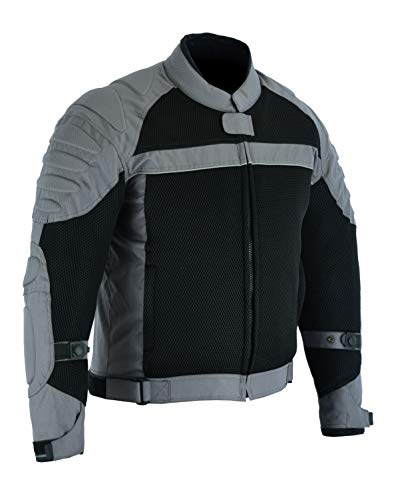 JET Chaqueta Moto Motocicleta Hombre Verano con Armadura Malla Air Flow HARLEY (Gris, L)