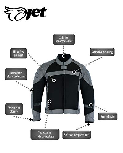 JET Chaqueta Moto Motocicleta Hombre Verano con Armadura Malla Air Flow HARLEY (Gris, L)