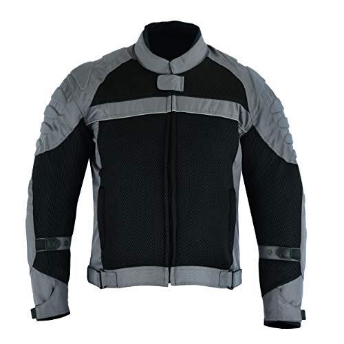 JET Chaqueta Moto Motocicleta Hombre Verano con Armadura Malla Air Flow HARLEY (Gris, L)