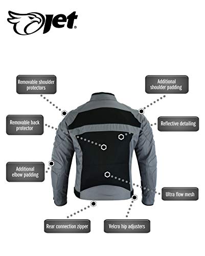 JET Chaqueta Moto Motocicleta Hombre Verano con Armadura Malla Air Flow HARLEY (Gris, L)