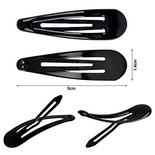 Jinlaili 50Piezas Horquilla Pelo Negro, 5CM Pinza de Pelo para Niñas, Clip de Pelo Antideslizante, Perno de Pelo, Negro Orquilla para Pelo, Hebilla de Pelo, Barrette de Metal, Broche de Pelo a Presión