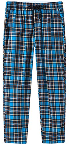 JINSHI Hombre Pantalones Largos de Pijama Algodón Casa Invierno Pantalón Cálido a Cuadros con Bragueta de Botón 3 Pack L