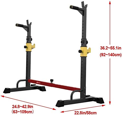 JLKDF Fitness Banco Plegable con Mancuernas Estante para Sentadillas Soporte para Barra Soporte Ajustable para Press de banca 550LBS Carga máxima Multifunción Levantamiento de Pesas Gimn