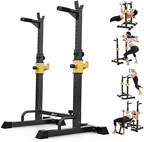 JLKDF Fitness Banco Plegable con Mancuernas Estante para Sentadillas Soporte para Barra Soporte Ajustable para Press de banca 550LBS Carga máxima Multifunción Levantamiento de Pesas Gimn