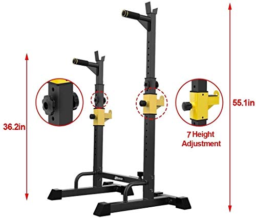 JLKDF Fitness Banco Plegable con Mancuernas Estante para Sentadillas Soporte para Barra Soporte Ajustable para Press de banca 550LBS Carga máxima Multifunción Levantamiento de Pesas Gimn