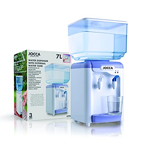 Jocca Dispensador de Agua con depósito de 7 litros, Blanco y azul, 24.5 x 23 x 34 cm