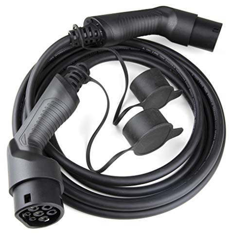 Jolt Cable de Carga para Vehículos Eléctricos - Tipo 2 a Tipo 2 32A 7,2kW Monofásico - Impermeable IP44, Resiste el Calor, Rayos UV y Clima Frío - Clavija Plateada, Asa Ergonómica - 5 Metros