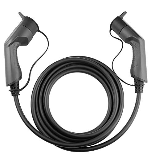 Jolt Cable de Carga para Vehículos Eléctricos - Tipo 2 a Tipo 2 32A 7,2kW Monofásico - Impermeable IP44, Resiste el Calor, Rayos UV y Clima Frío - Clavija Plateada, Asa Ergonómica - 5 Metros