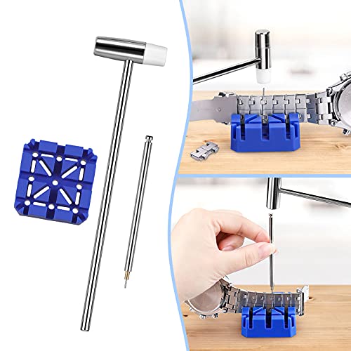 JOREST Herramienta Cambiar Correa Reloj，Herramientas Relojero para Ajustar y cambiar la Correa de Reloj，Kit reparacion de relojes, con Manual Usuario, 20PCS Barras de resorte, 13PCS Aguja de repuesto