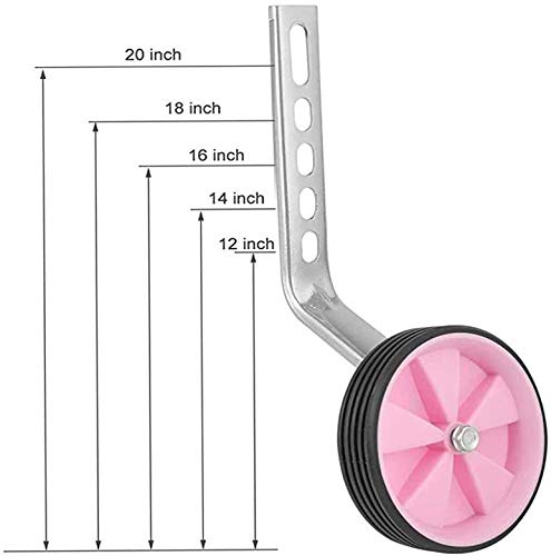 JPYH Ruedas Auxiliares para Niños, Ruedas Auxiliares para Bicicletas, Ruedas Estabilizadoras Universales para Bicicletas, Estabilizador para Bicicletas Niños de 12 A 20 Pulgadas (Rosa)