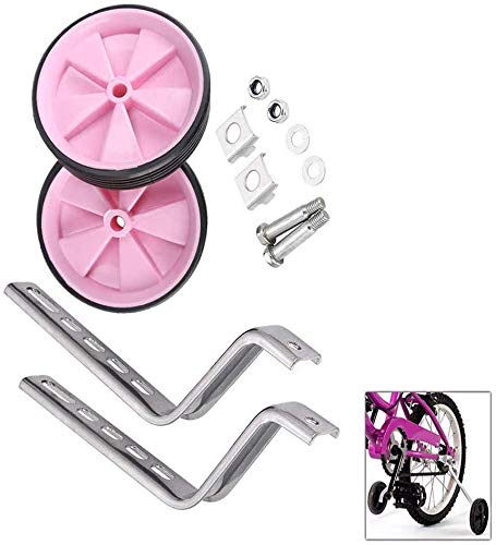 JPYH Ruedas Auxiliares para Niños, Ruedas Auxiliares para Bicicletas, Ruedas Estabilizadoras Universales para Bicicletas, Estabilizador para Bicicletas Niños de 12 A 20 Pulgadas (Rosa)