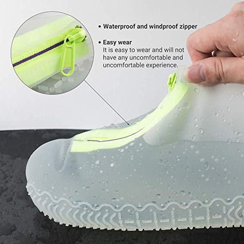 JUDA Cubierta del Zapato Impermeable, Funda de Silicona para Zapatos con Suela Antideslizante, Lavable Cubierta del Zapato Reutilizable Para Días de Lluvia y Nieve (XL (43-47), Transparente)