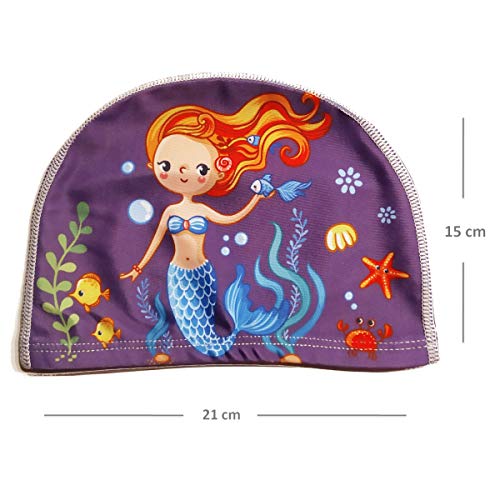 Juego de 2 gorros de natación mágicos para niñas (edad: 2-4 años), unicornio y sirena, 100% nailon y 0% tirones