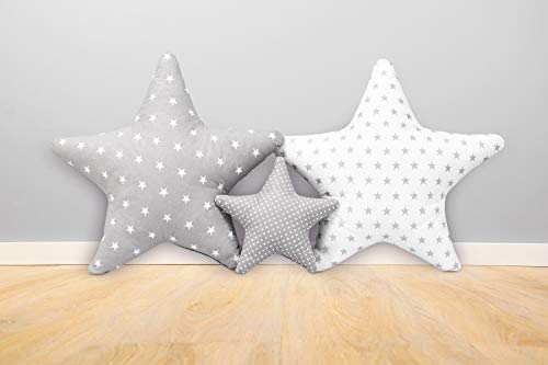 Juego de 3 almohadas estrella asterisco almohada decorativa aprox.60 cm / 28 cm habitación de la guardería deco almohada estrella para bebé con relleno para dormitorio cuna habitación niña SET1