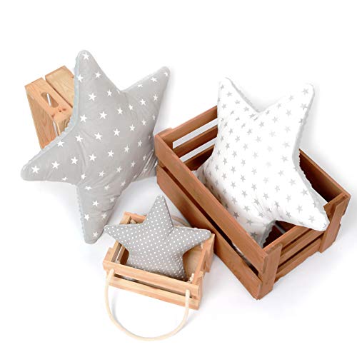 Juego de 3 almohadas estrella asterisco almohada decorativa aprox.60 cm / 28 cm habitación de la guardería deco almohada estrella para bebé con relleno para dormitorio cuna habitación niña SET1