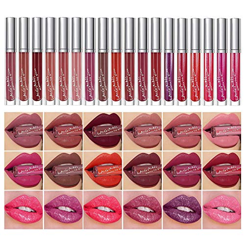 Juego de brillo de labios aterciopelado mate de 18 colores con caja de regalo, lápiz labial líquido de colores atractivos, hidratante y duradero para maquillaje de labios, belleza de color nude suave