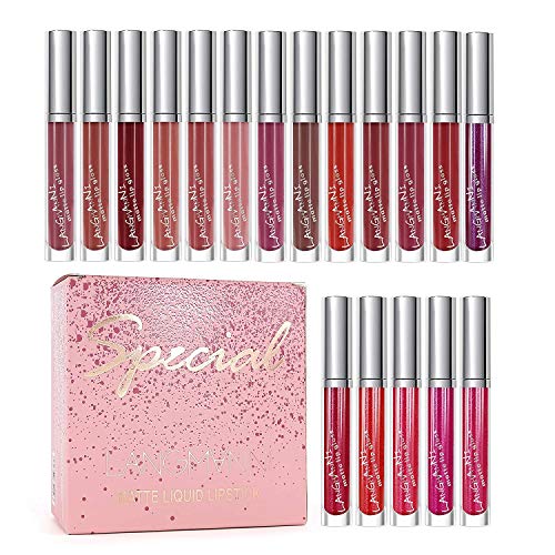 Juego de brillo de labios aterciopelado mate de 18 colores con caja de regalo, lápiz labial líquido de colores atractivos, hidratante y duradero para maquillaje de labios, belleza de color nude suave