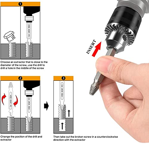 Juego de extractores de tornillos con 6 piezas, extractor para quitar tornillos dañados desgastados en una práctica caja de plástico, fabricado en HSS