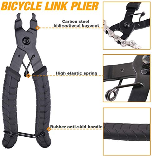 Juego de herramientas para cadena de bicicleta, alicates de eslabones + herramienta de cadena separadora + comprobador de cadena + conector de eslabones de cadena, herramienta de indicador de desgaste