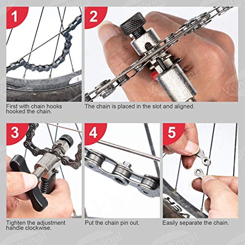 Juego de herramientas para cadena de bicicleta, alicates de eslabones + herramienta de cadena separadora + comprobador de cadena + conector de eslabones de cadena, herramienta de indicador de desgaste