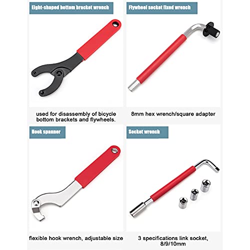 Juego de Herramientas para Equipos de Bicicleta de Montaña, Caja de Herramientas para Reparación de Bicicletas, Universal, Liviano, Multifuncional, de Alto Estándar para Mantenimiento para