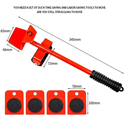 Juego de ruedas para transporte de muebles, 5 piezas, 4 ruedas y 1 elevador de carga, 150 kg cada uno, revestimiento antideslizante, para mover muebles, mudanzas y elevadores